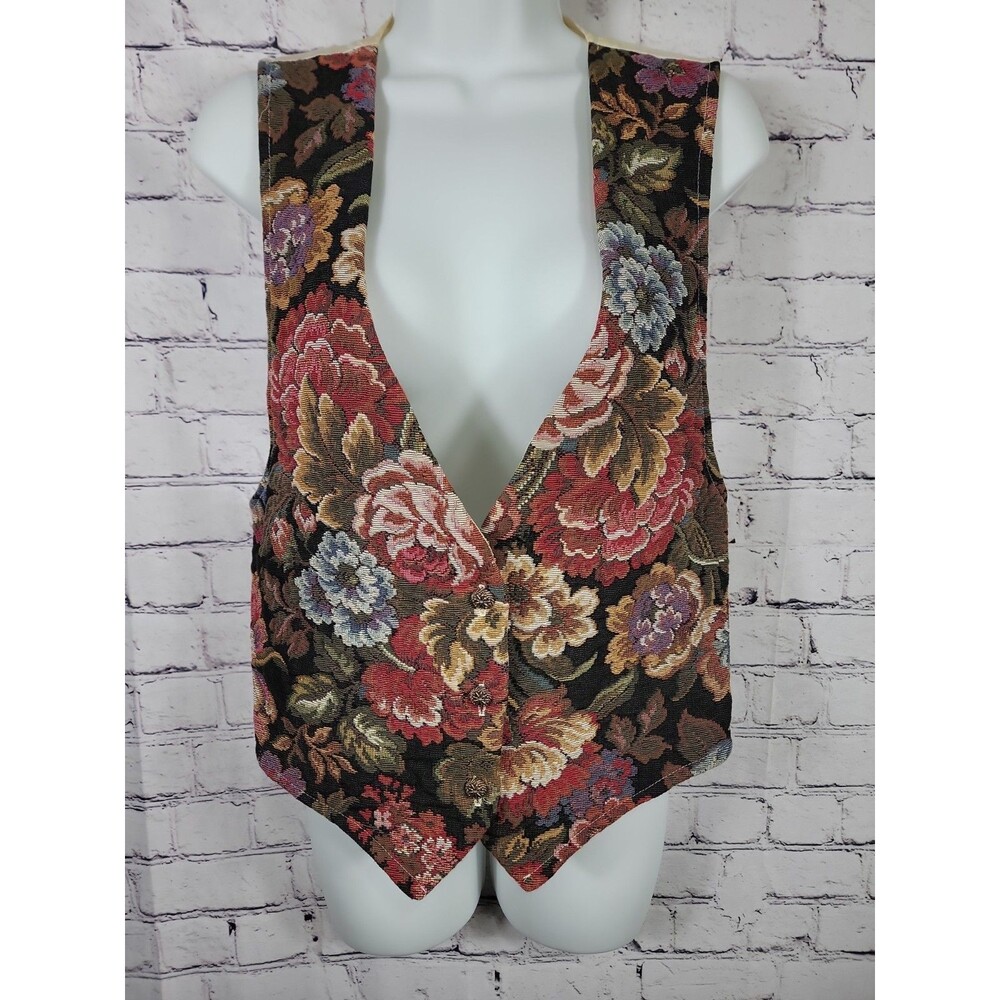 Vintage Backroad Blues Vest Womens Large? Multicolor Tapestry Floral